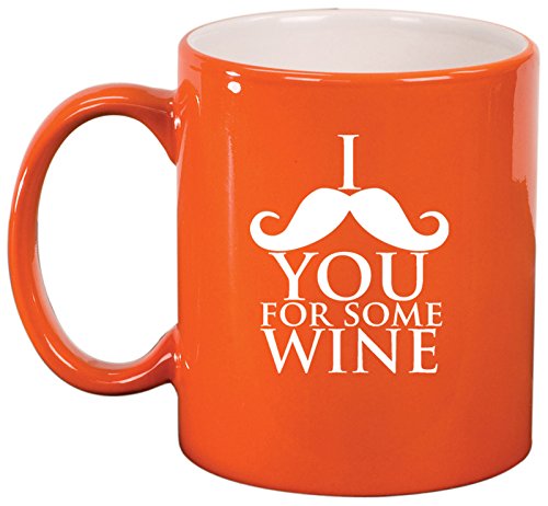 Ceramic Coffee Tea Mug I Mustache You For Some Wine (Orange)