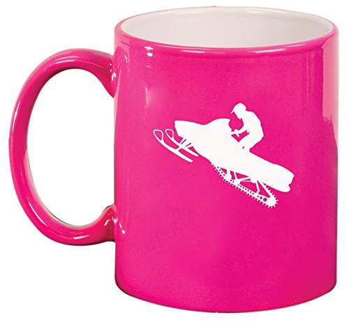 Ceramic Coffee Tea Mug Cup Snowmobile Rider (Pink)