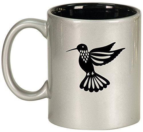 Ceramic Coffee Tea Mug Cup Hummingbird (Silver)