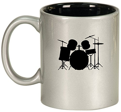 Ceramic Coffee Tea Mug Cup Drum Set (Silver)