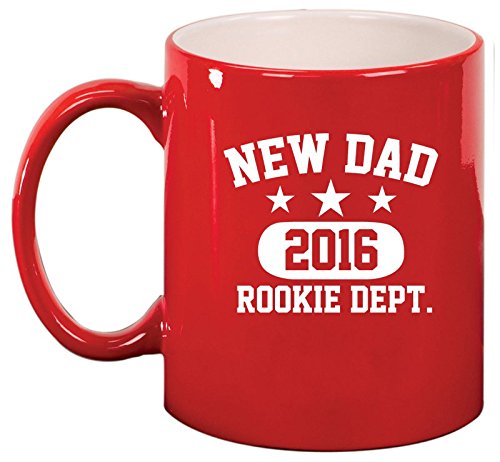Ceramic Coffee Tea Mug Cup New Dad 2016 Father Rookie Dept (Red)