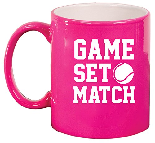 Ceramic Coffee Tea Mug Cup Game Set Match Tennis (Pink)