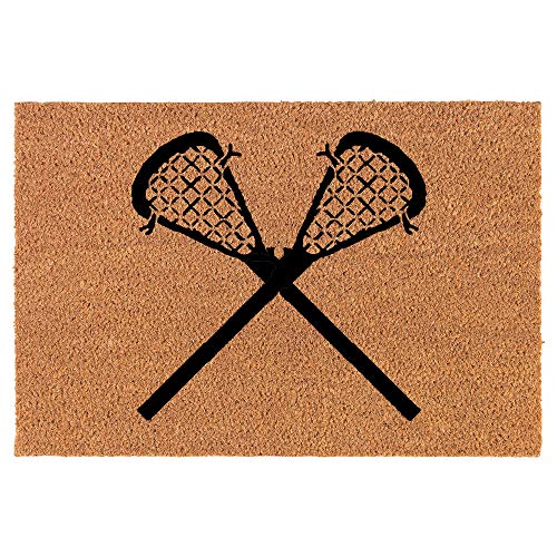 Coir Doormat Front Door Mat New Home Closing Housewarming Gift Lacrosse Sticks (24" x 16" Small)