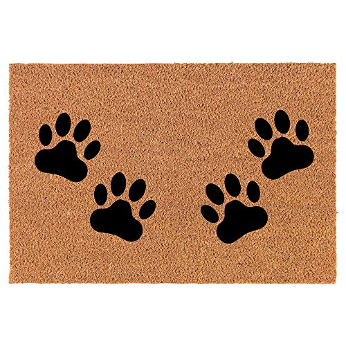 Coir Doormat Front Door Mat New Home Closing Housewarming Gift Paw Prints (30" x 18" Standard)