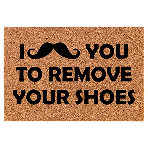 Coir Doormat Front Door Mat New Home Closing Housewarming Gift I Mustache You to Remove Your Shoes Funny (24" x 16" Small)