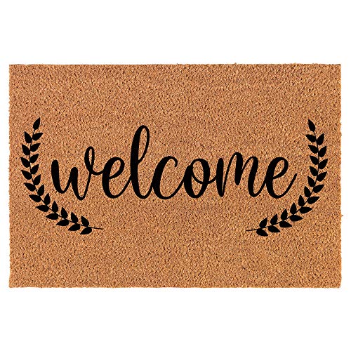 Coir Doormat Front Door Mat New Home Closing Housewarming Gift Welcome Wreath (24" x 16" Small)