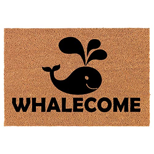 Coir Doormat Front Door Mat New Home Closing Housewarming Gift Whalecome Welcome Whale Funny (30" x 18" Standard)
