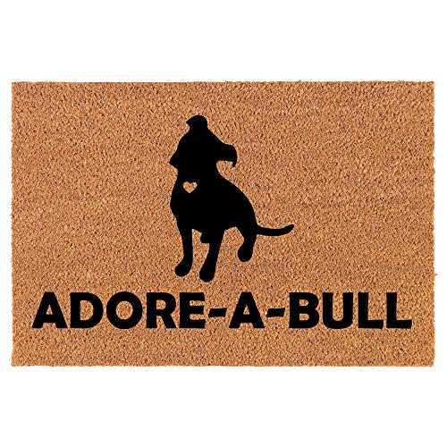 Coir Doormat Front Door Mat New Home Closing Housewarming Gift Adore-A-Bull Pit Bull (30" x 18" Standard)