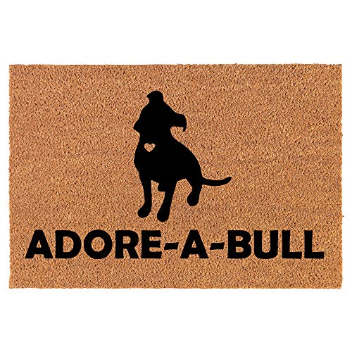 Coir Doormat Front Door Mat New Home Closing Housewarming Gift Adore-A-Bull Pit Bull (24" x 16" Small)
