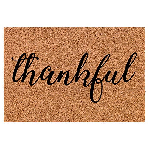 Coir Doormat Front Door Mat New Home Closing Housewarming Gift Thankful (24" x 16" Small)