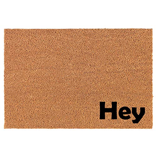Coir Doormat Front Door Mat New Home Closing Housewarming Gift Hey Corner (24" x 16" Small)