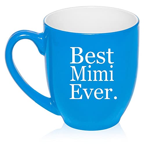 16 oz Large Bistro Mug Ceramic Coffee Tea Glass Cup Best Mimi Ever (Light Blue),MIP