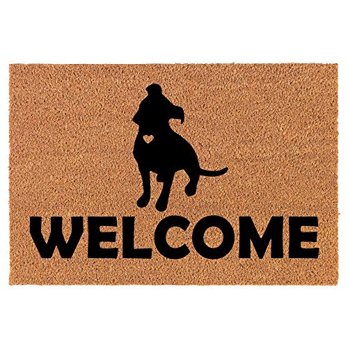 Coir Doormat Front Door Mat New Home Closing Housewarming Gift Welcome Pit Bull (30" x 18" Standard)