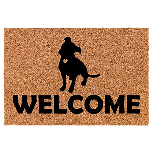Coir Doormat Front Door Mat New Home Closing Housewarming Gift Welcome Pit Bull (24" x 16" Small)