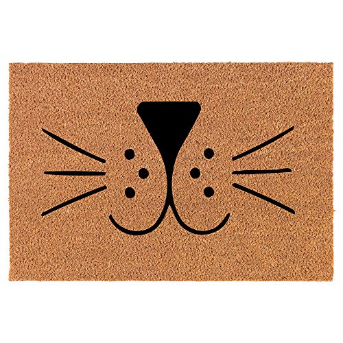 Coir Doormat Front Door Mat New Home Closing Housewarming Gift Cat Face Whiskers (24" x 16" Small)
