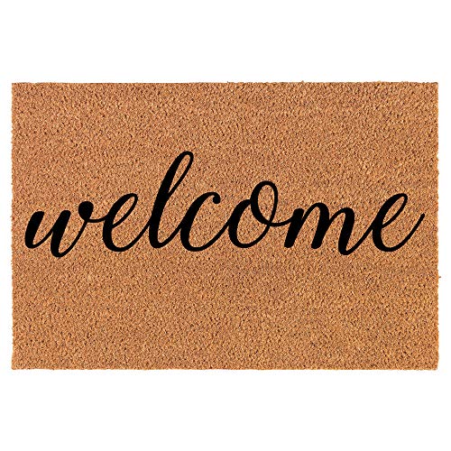 Coir Doormat Front Door Mat New Home Closing Housewarming Gift Welcome Script (24" x 16" Small)