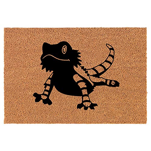 Coir Doormat Front Door Mat New Home Closing Housewarming Gift Bearded Dragon Lizard (24" x 16" Small)