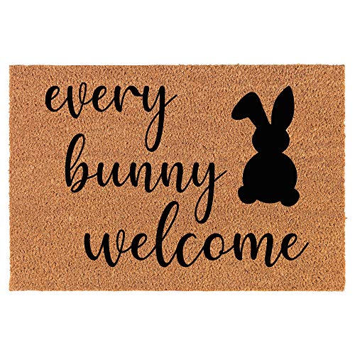 Coir Doormat Front Door Mat New Home Closing Housewarming Gift Every Bunny Welcome Easter Funny Rabbit (24" x 16" Small)