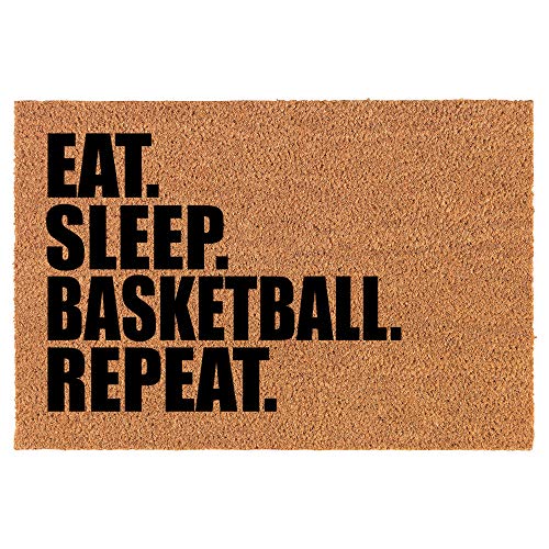 Coir Doormat Front Door Mat New Home Closing Housewarming Gift Eat Sleep Basketball Repeat (30" x 18" Standard)