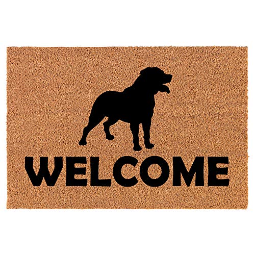 Coir Doormat Front Door Mat New Home Closing Housewarming Gift Welcome Rottweiler (24" x 16" Small)