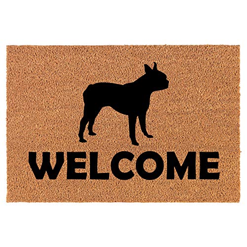 Coir Doormat Front Door Mat New Home Closing Housewarming Gift Welcome Boston Terrier (30" x 18" Standard)