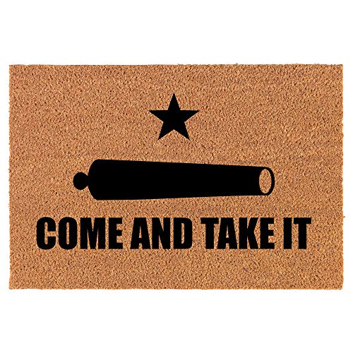 Coir Doormat Front Door Mat New Home Closing Housewarming Gift Texas Come and Take It (30" x 18" Standard)