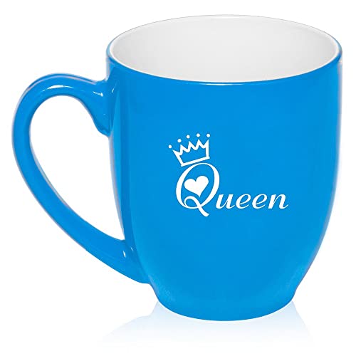 16 oz Light Blue Large Bistro Mug Ceramic Coffee Tea Glass Cup Queen,MIP