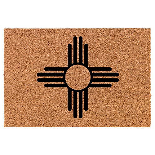Coir Doormat Front Door Mat New Home Closing Housewarming Gift New Mexico Sun Symbol (30" x 18" Standard)