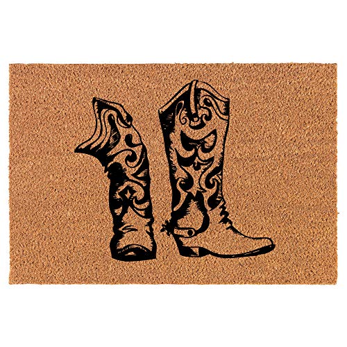 Coir Doormat Front Door Mat New Home Closing Housewarming Gift Cowboy Cowgirl Boots (30" x 18" Standard)