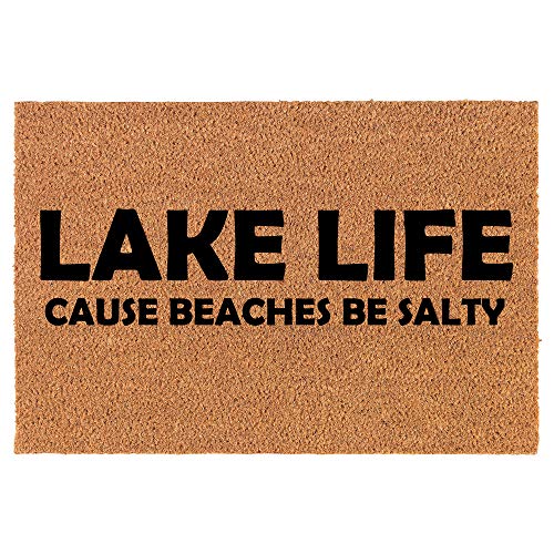 Coir Doormat Front Door Mat New Home Closing Housewarming Gift Lake Life Funny (24" x 16" Small)