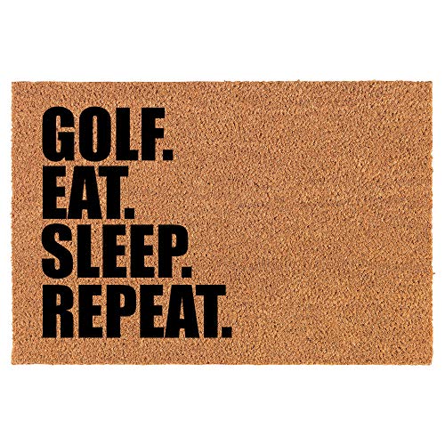 Coir Doormat Front Door Mat New Home Closing Housewarming Gift Golf Eat Sleep Repeat (30" x 18" Standard)