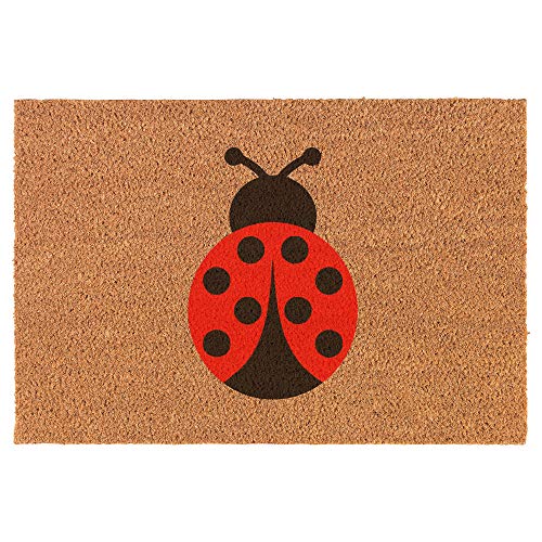 Coir Doormat Front Door Mat New Home Closing Housewarming Gift Ladybug (24" x 16" Small)