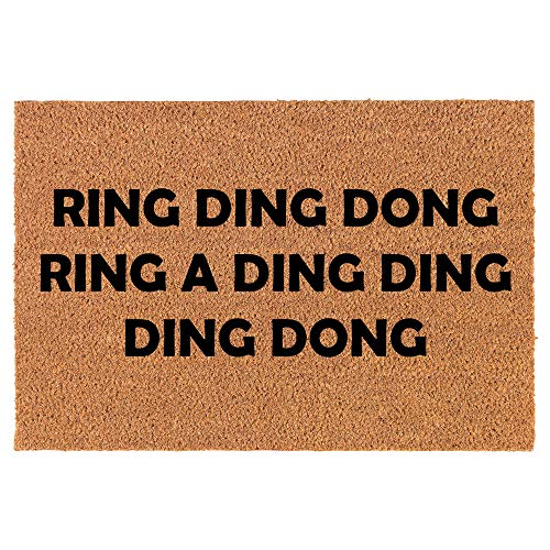 Coir Doormat Front Door Mat New Home Closing Housewarming Gift Ring Ding Dong (24" x 16" Small)