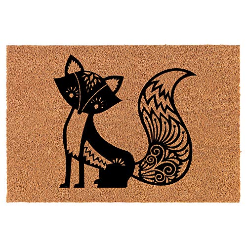 Coir Doormat Front Door Mat New Home Closing Housewarming Gift Fancy Fox (24" x 16" Small)
