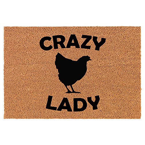 Coir Doormat Front Door Mat New Home Closing Housewarming Gift Crazy Chicken Lady (30" x 18" Standard)