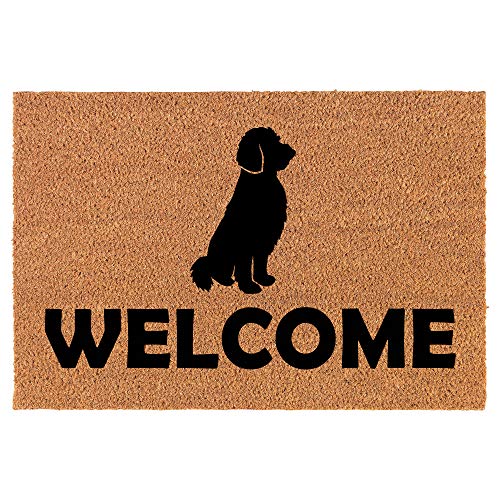 Coir Doormat Front Door Mat New Home Closing Housewarming Gift Welcome Doodle Dog (24" x 16" Small)