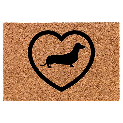 Coir Doormat Front Door Mat New Home Closing Housewarming Gift Dachshund Heart (24" x 16" Small)