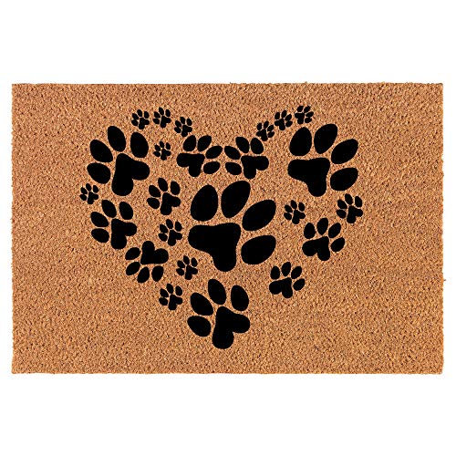 Coir Doormat Front Door Mat New Home Closing Housewarming Gift Heart Paw Prints Dog Cat (30" x 18" Standard)