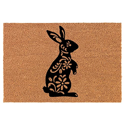 Coir Doormat Front Door Mat New Home Closing Housewarming Gift Fancy Bunny Rabbit (30" x 18" Standard)