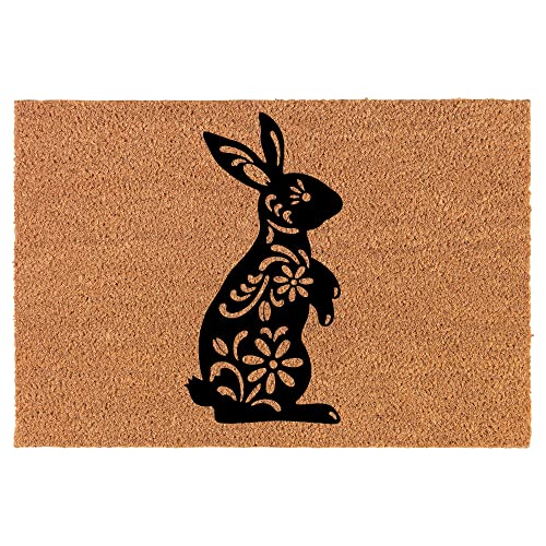 Coir Doormat Front Door Mat New Home Closing Housewarming Gift Fancy Bunny Rabbit (24" x 16" Small)