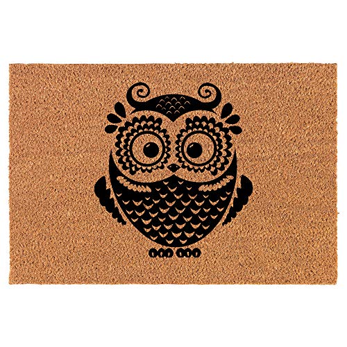 Coir Doormat Front Door Mat New Home Closing Housewarming Gift Owl Vintage (24" x 16" Small)