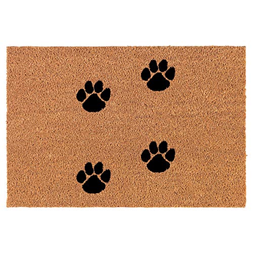 Coir Doormat Front Door Mat New Home Closing Housewarming Gift Paw Prints Walking (30" x 18" Standard)
