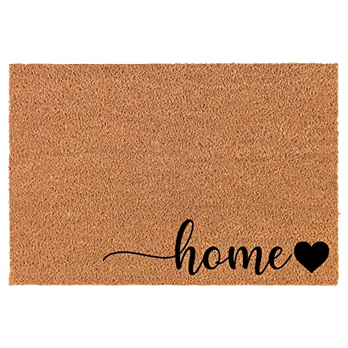 Coir Doormat Front Door Mat New Home Closing Housewarming Gift Home Heart Corner (24" x 16" Small)