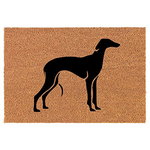 Coir Doormat Front Door Mat New Home Closing Housewarming Gift Greyhound (24" x 16" Small)