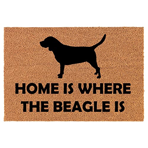 Coir Doormat Front Door Mat New Home Closing Housewarming Gift Home is Where The Beagle is (24" x 16" Small)