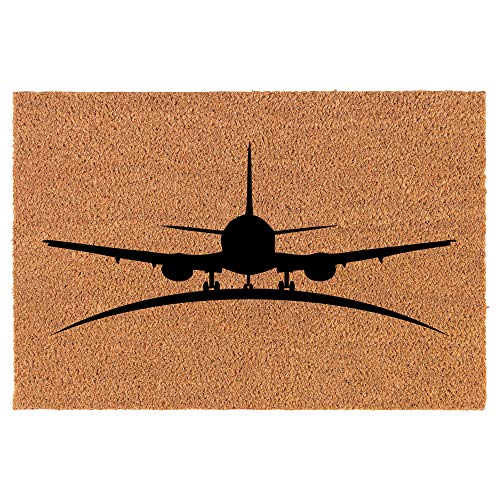Coir Doormat Front Door Mat New Home Closing Housewarming Gift Airplane Pilot Flight Attendant (30" x 18" Standard)