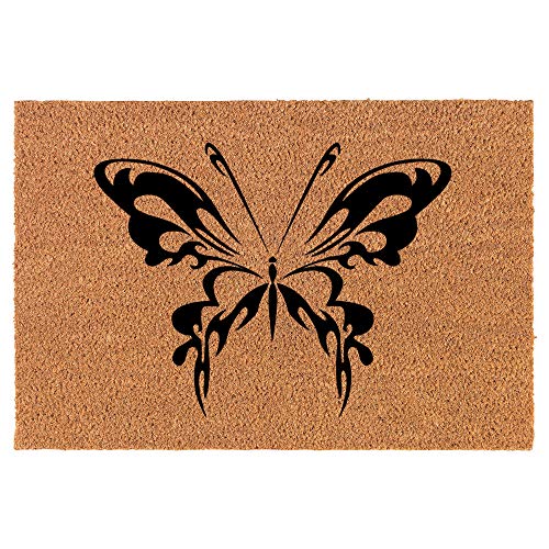 Coir Doormat Front Door Mat New Home Closing Housewarming Gift Tribal Butterfly (24" x 16" Small)
