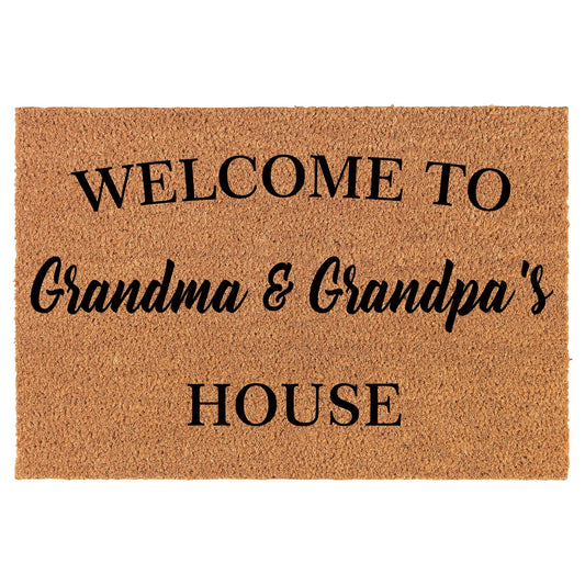 Coir Doormat Front Door Mat New Home Closing Housewarming Gift Welcome to Grandma & Grandpa's House Grandparents Grandmother Grandfather (30" x 18" Standard)