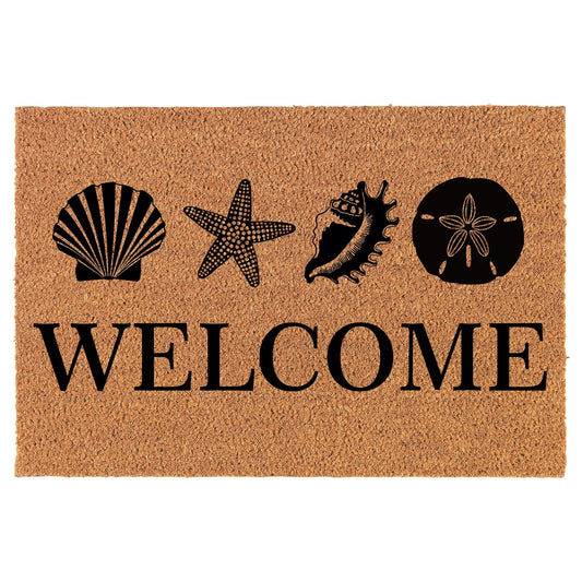 Coir Doormat Front Door Mat New Home Closing Housewarming Gift Welcome Shells Beach (30" x 18" Standard)