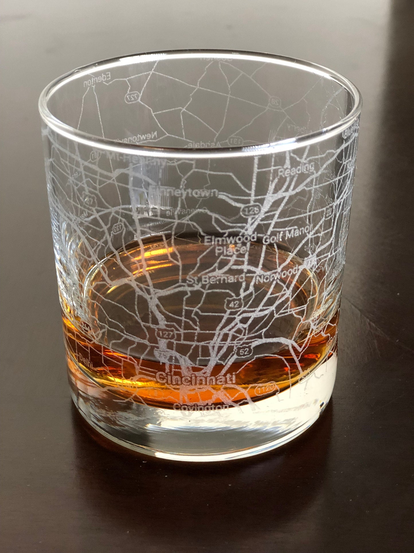 Rocks Whiskey Old Fashioned Glass Urban City Map Cincinnati, OH